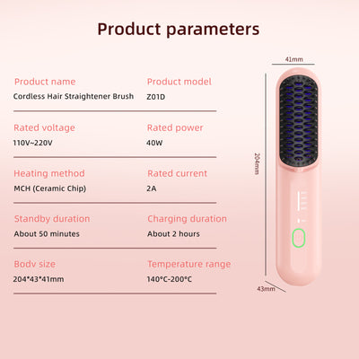 Cordless Hair Straightener Brush
